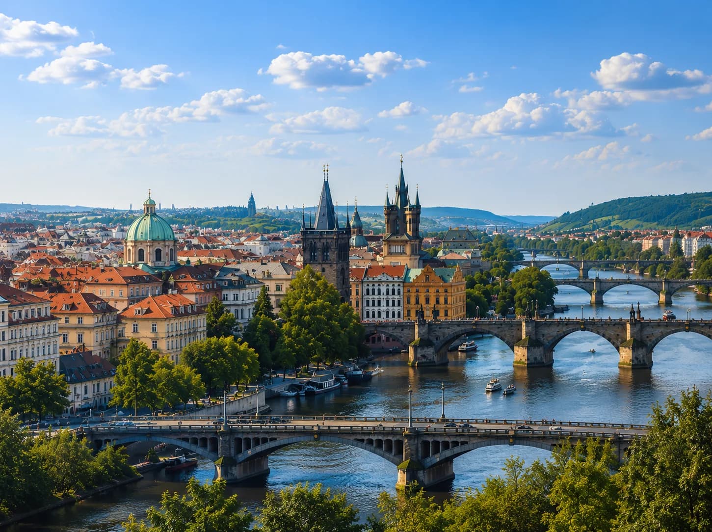 Prague cityscape — Charles Bridge and Old Town