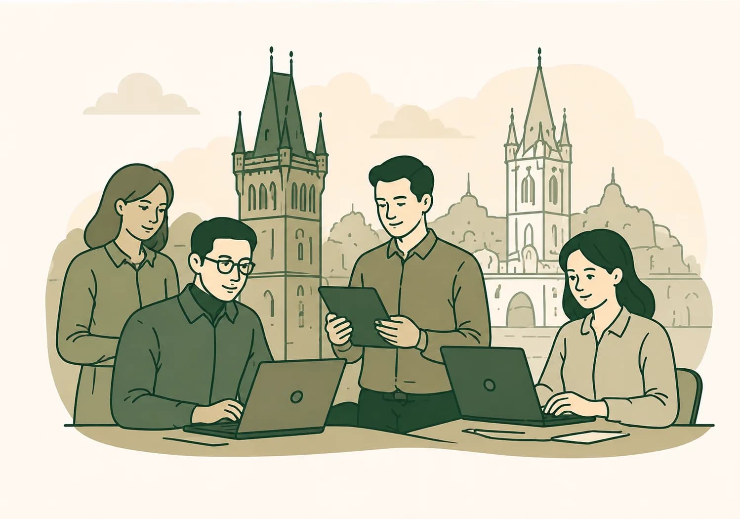 Praga.work team — professionals working together in Prague