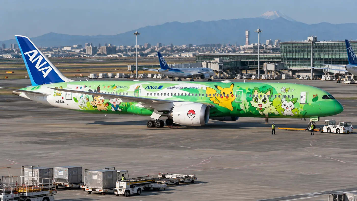 ANA nasadila nový Pokémon Jet: speciální Boeing 787-9 už létá na mezinárodních linkách